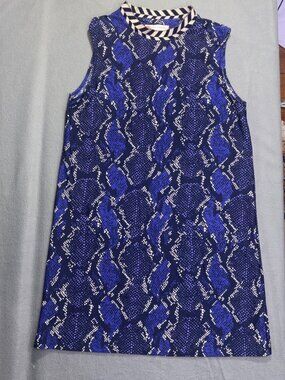 Jude Connally Jude Cloth Blue Snakeskin Print Geo Mock Neck Mini Dress Size L